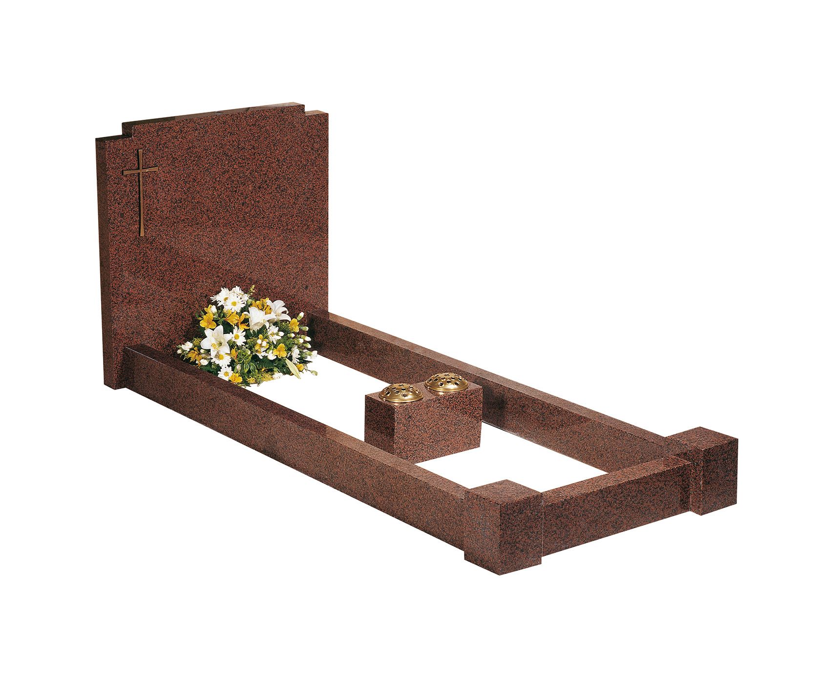 Balmoral Red Double Vase Granite Kerbset Memorial