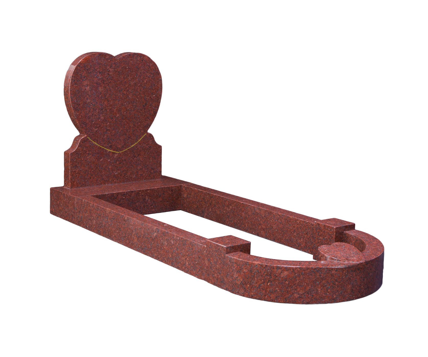 Ruby Red Heart Granite Kerbset Memorial
