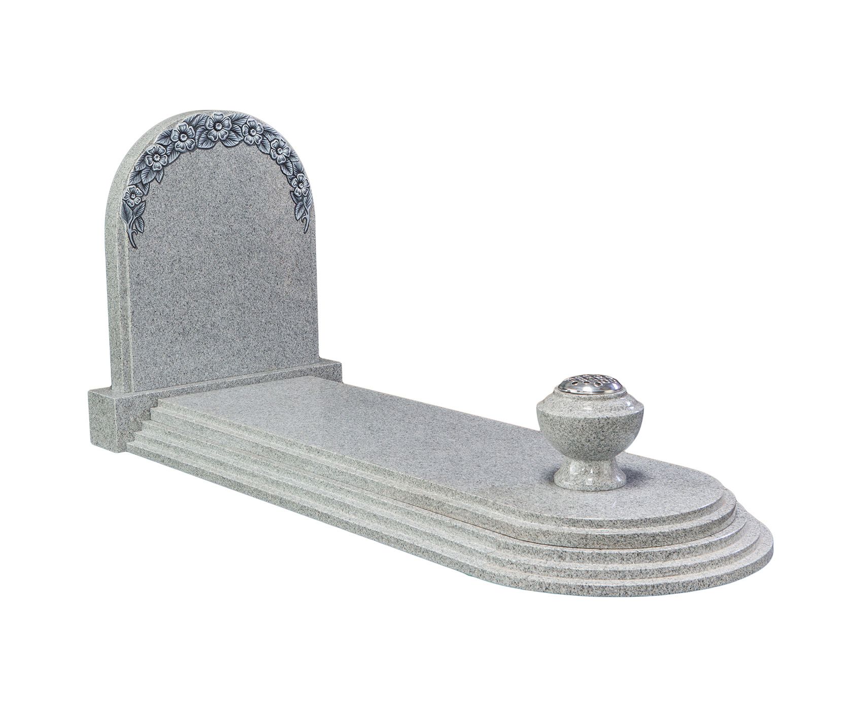 Grey Bird Floral Granite Kerbset Memorial