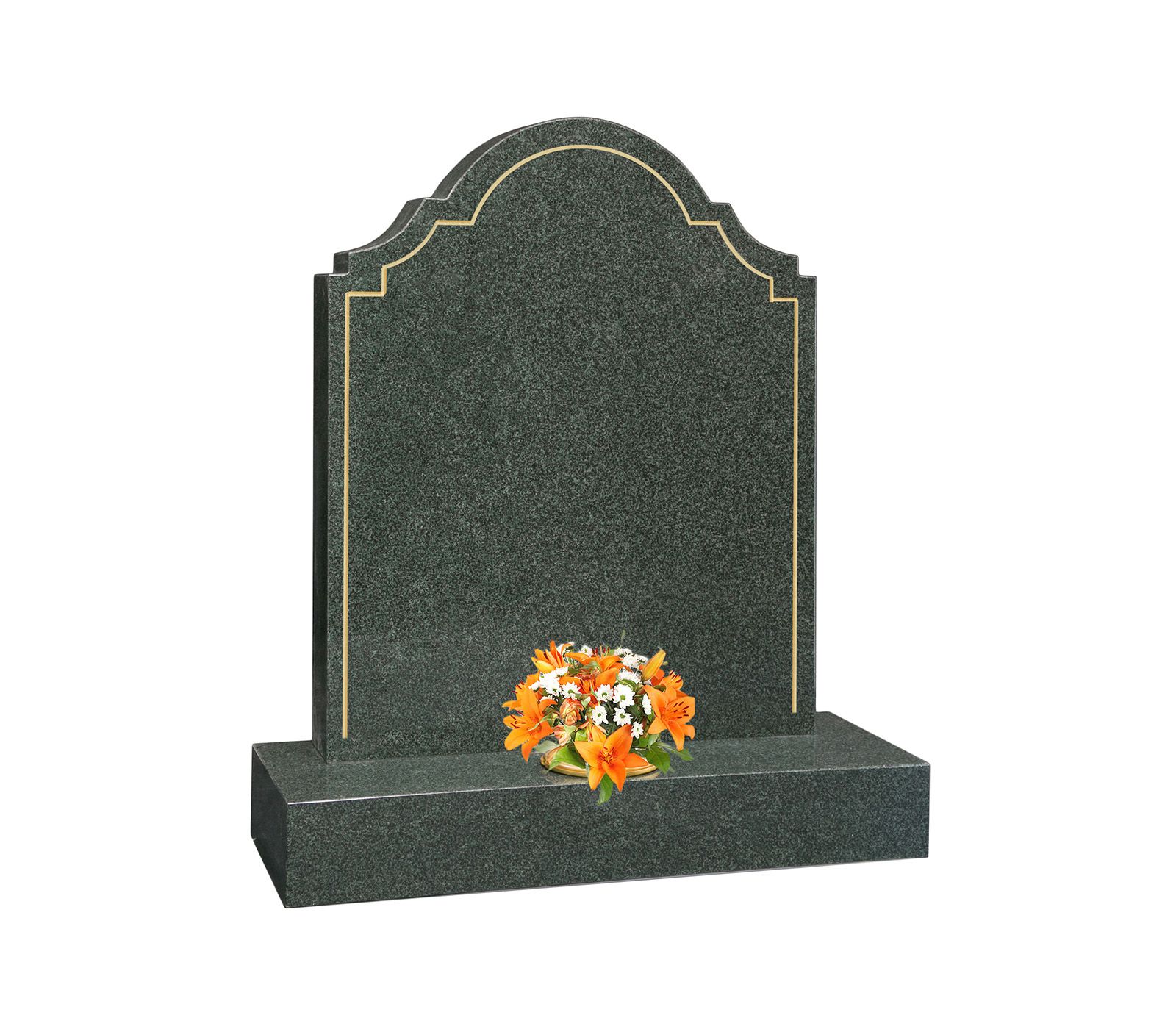 Coral Green Gilded Pin Line Granite Memorial Headstone