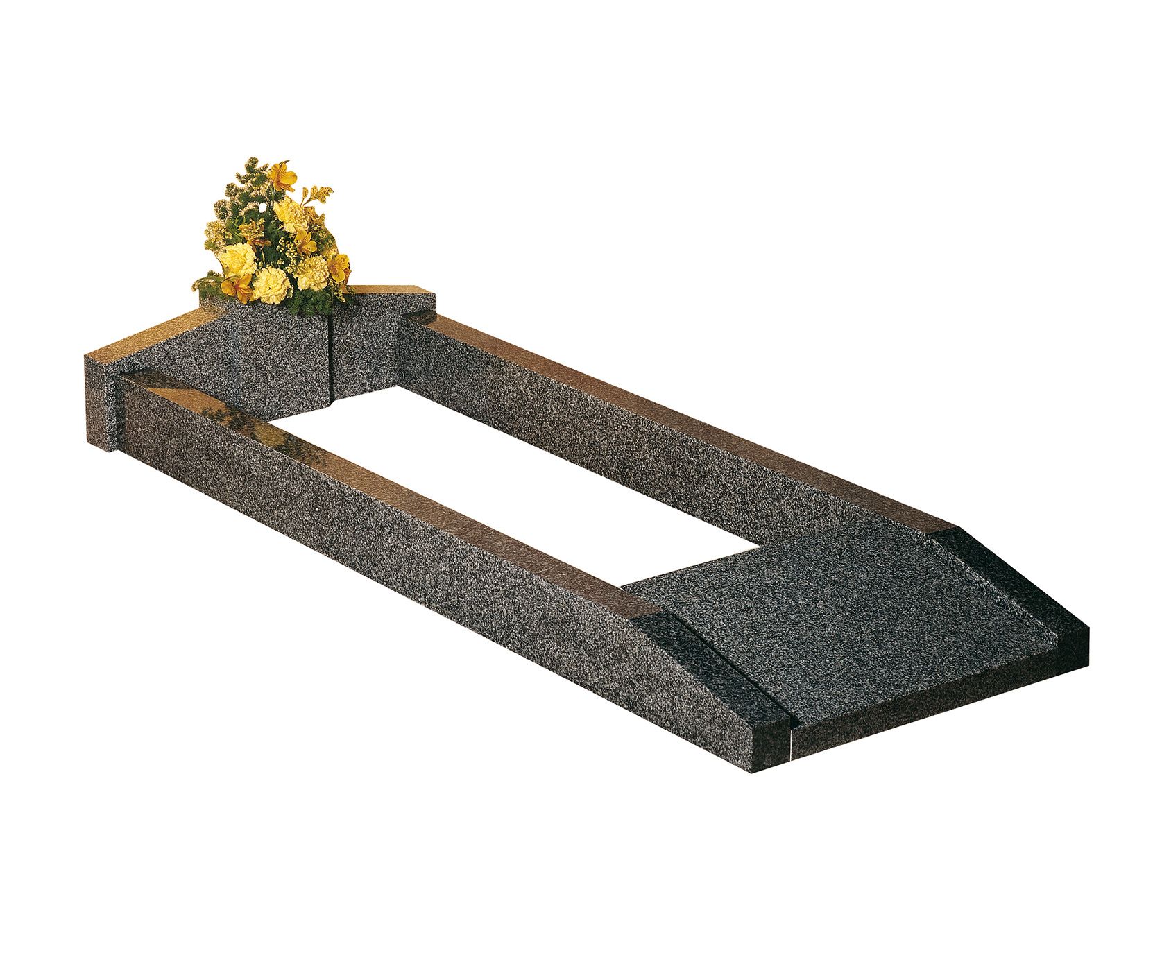 Lunar Grey Vase Tablet Granite Kerbset Memorial