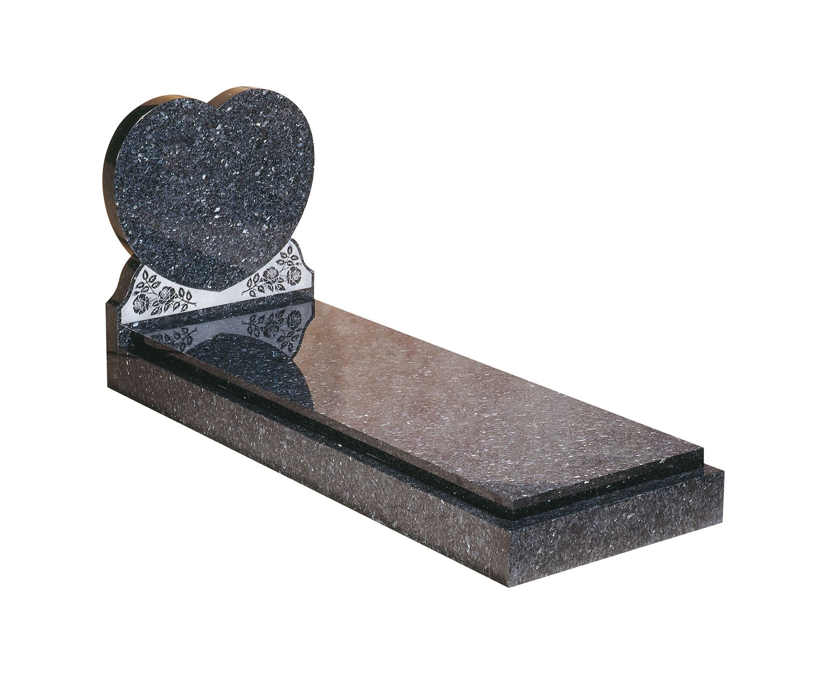 Blue Pearl Heart Rose Granite Kerbset Memorial