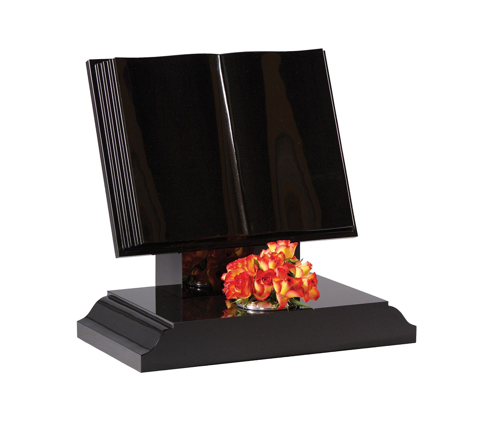 Black Granite Stepped Edge Traditional Bookset Memorial Headstone