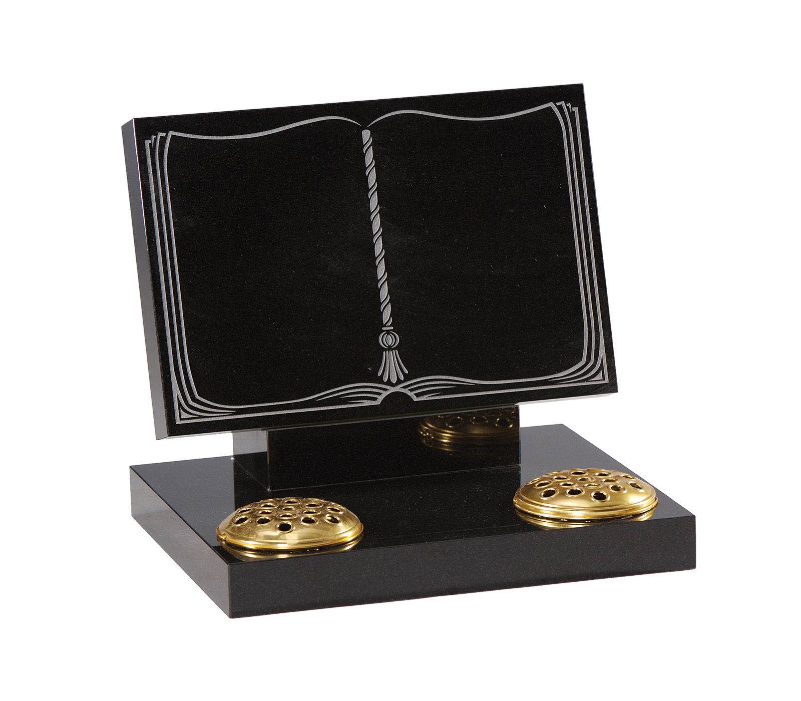 Black Granite Wide Rest Mock Bookset Memorial Headstone