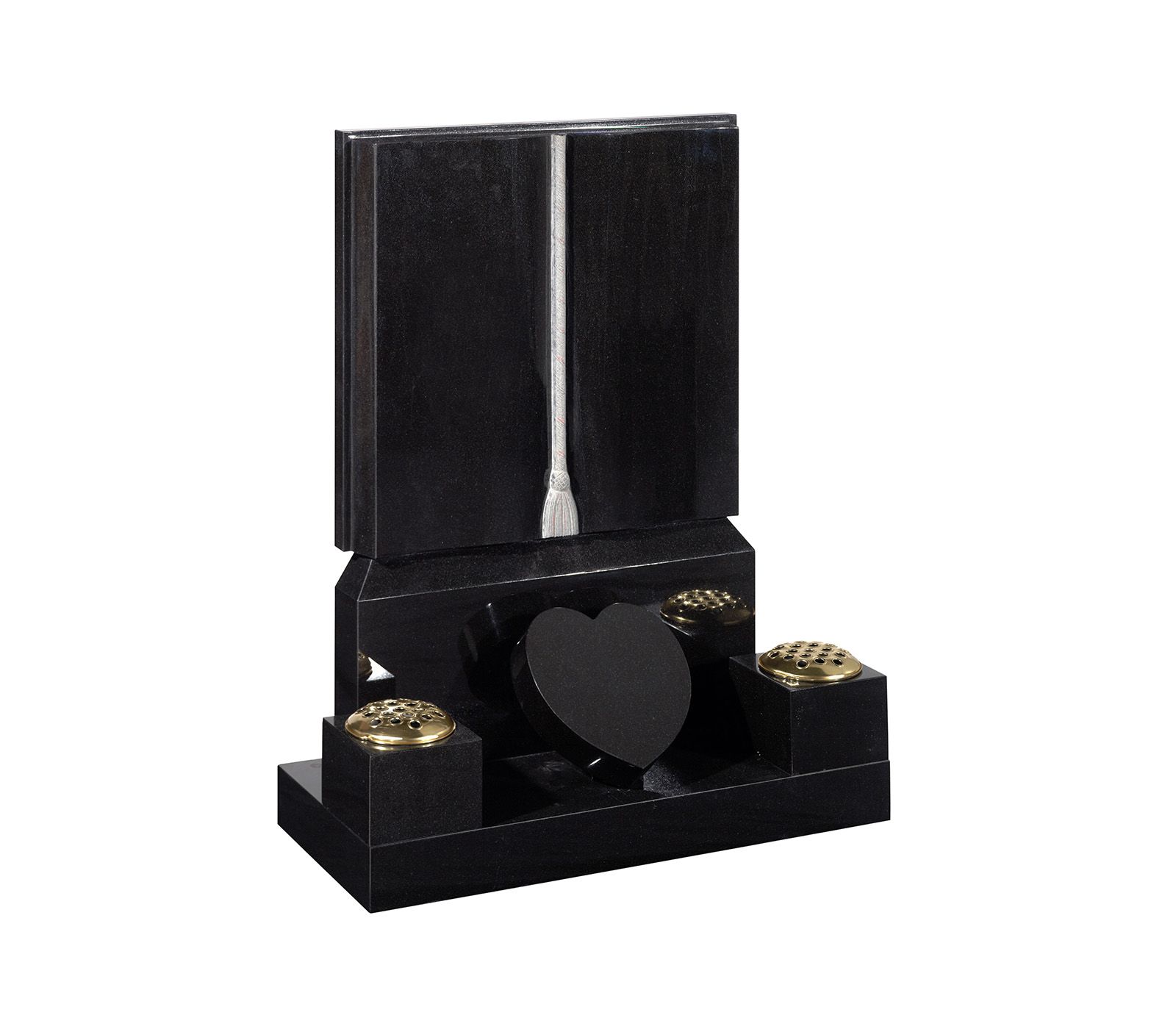 Black Granite Heart Plaque Book Memorial Headstone