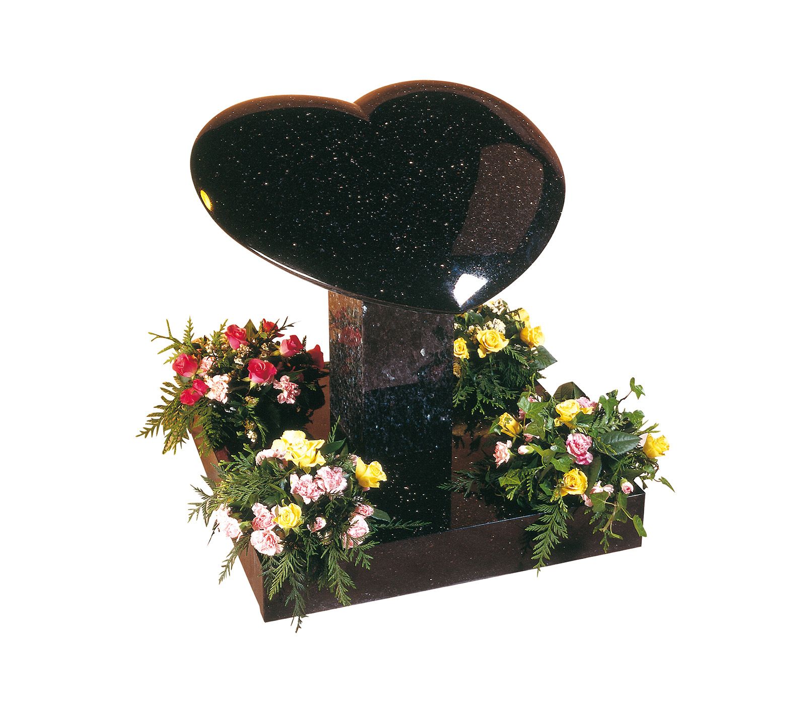 Galaxy Black Granite Cushioned Heart Memorial Headstone