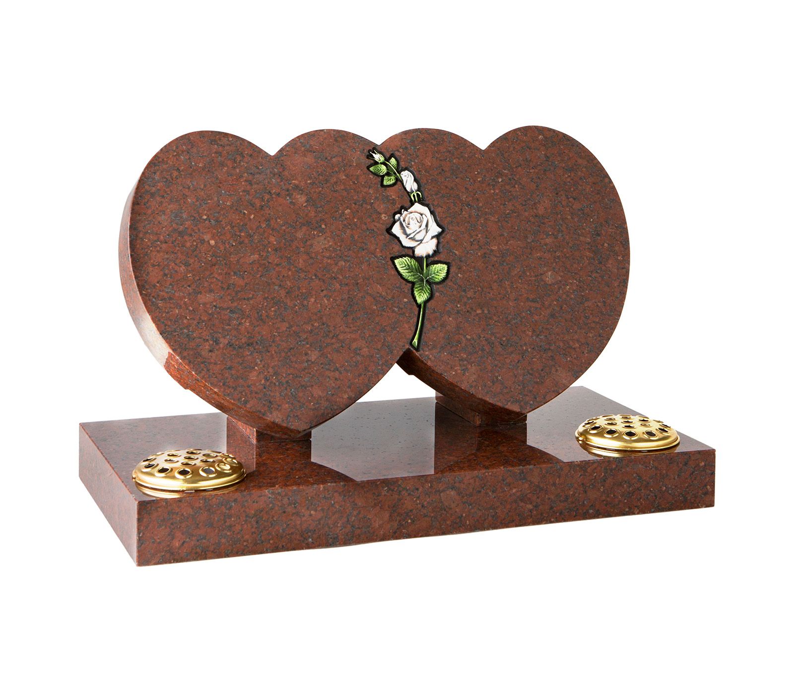 Ruby Red Granite Entwined Double Hearts Memorial Headstone