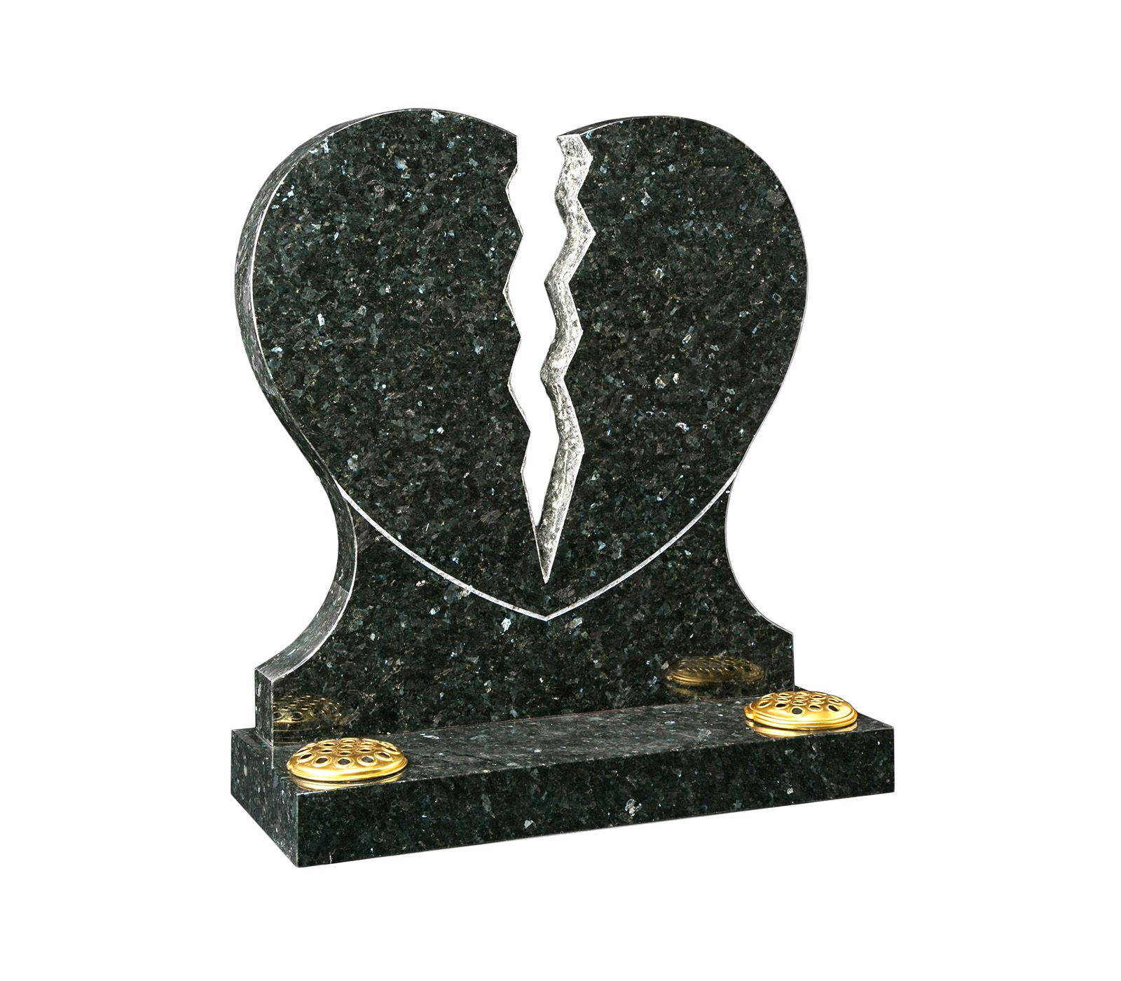 Emerald Pearl Granite Broken Heart Memorial Headstone