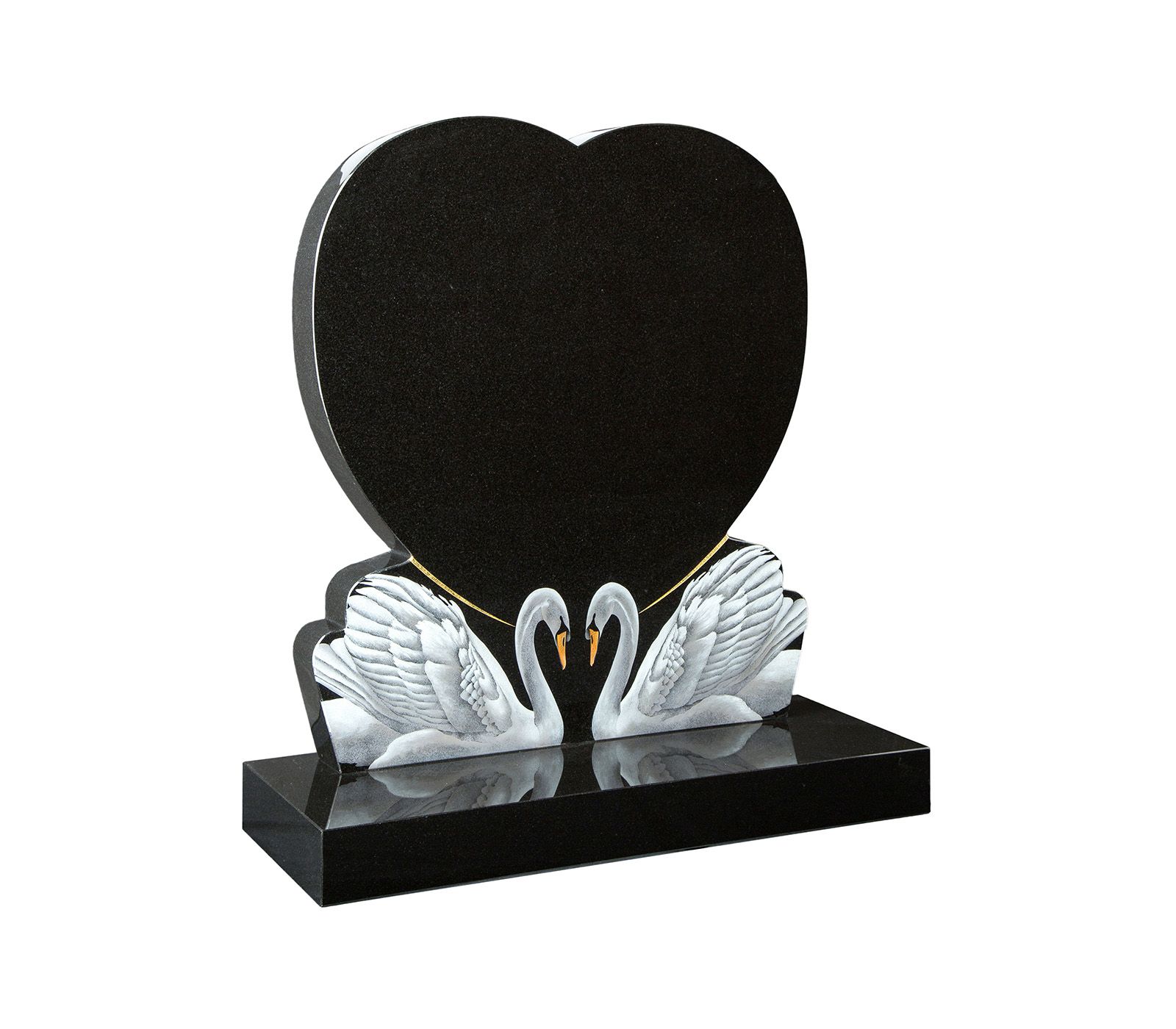 Black Granite Sandblasted and Painted Heart Memorial Headstone