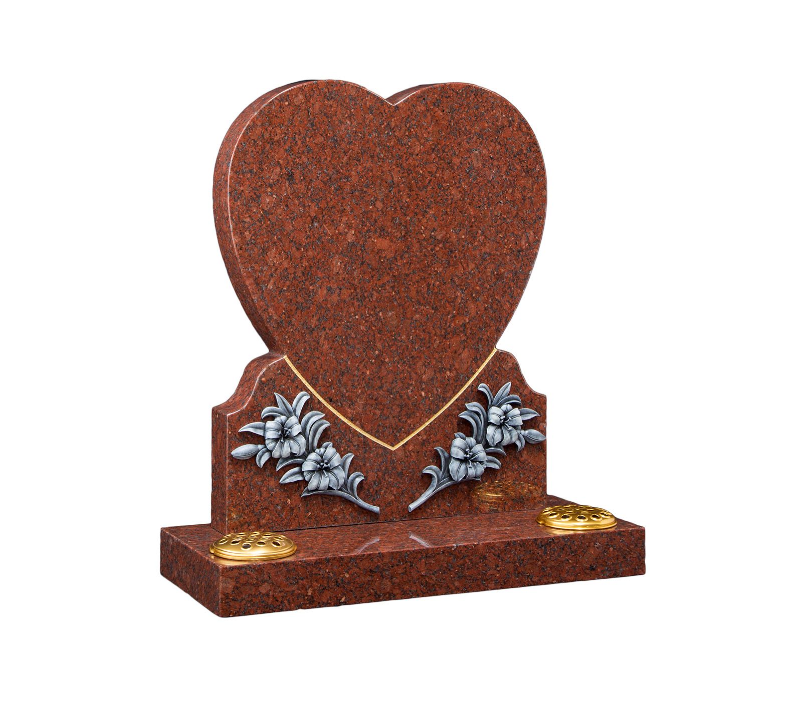 Ruby Red Granite Cushioned Heart with Resin Ornament Memorial