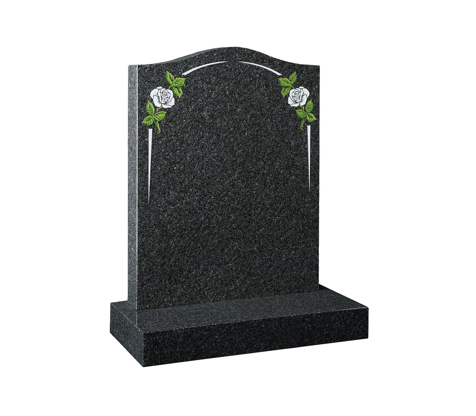 Flint Grey Painted Roses Granite Memorial Headstone