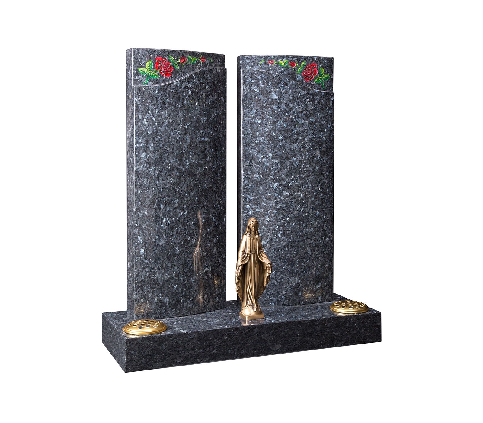 Blue Pearl Granite Twin Column Memorial Headstone