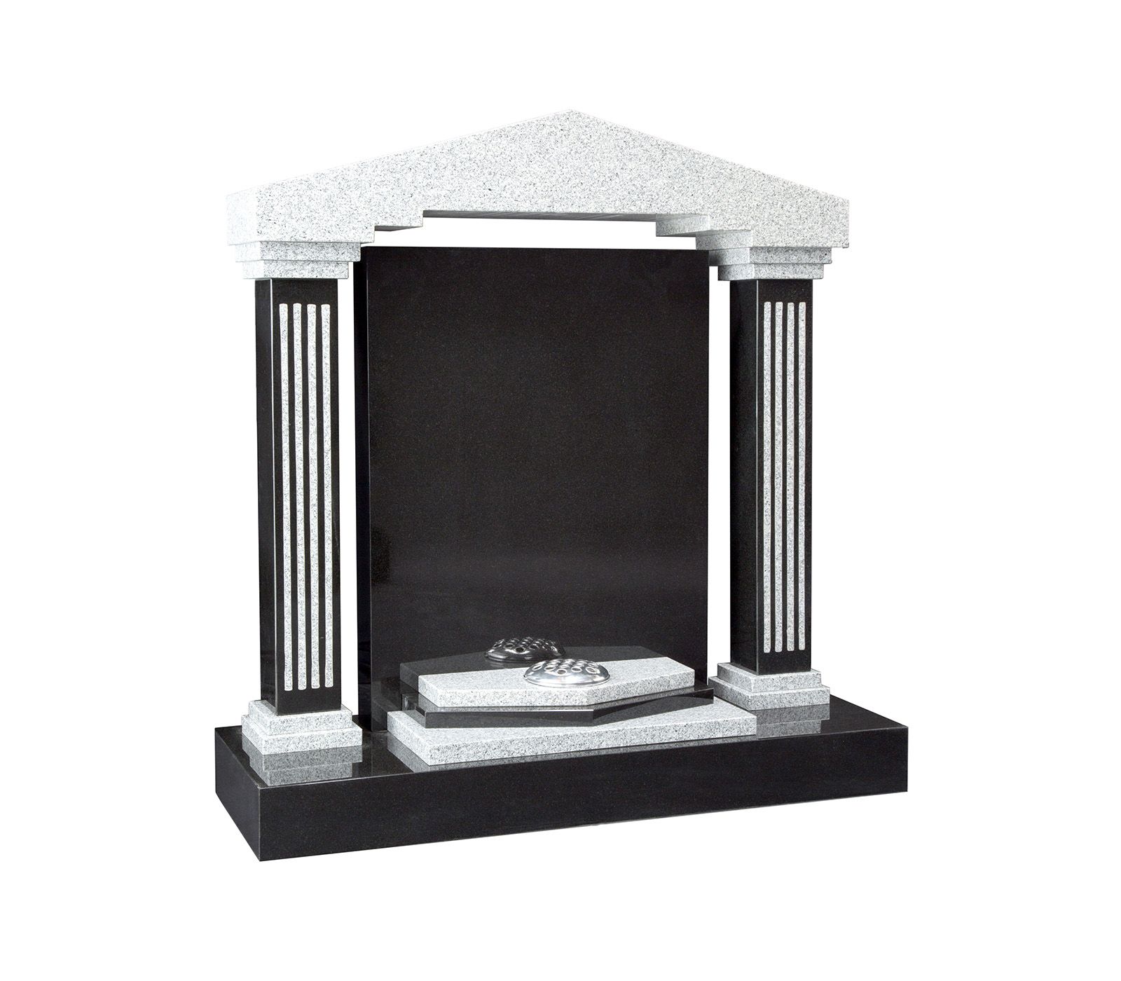 Warwick Grey and Black Granite Classical Memorial Headstone