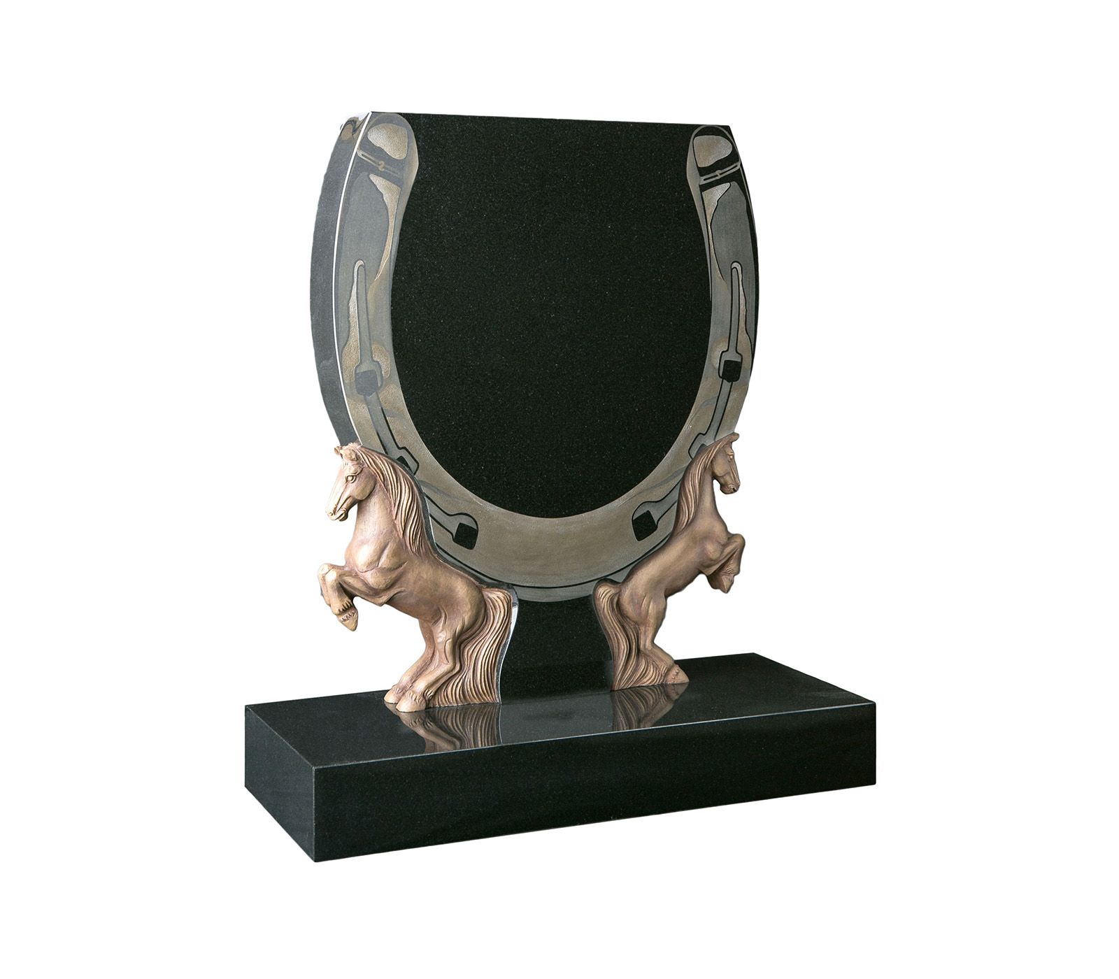 Black Granite Etched and Painted Detail Memorial Headstone