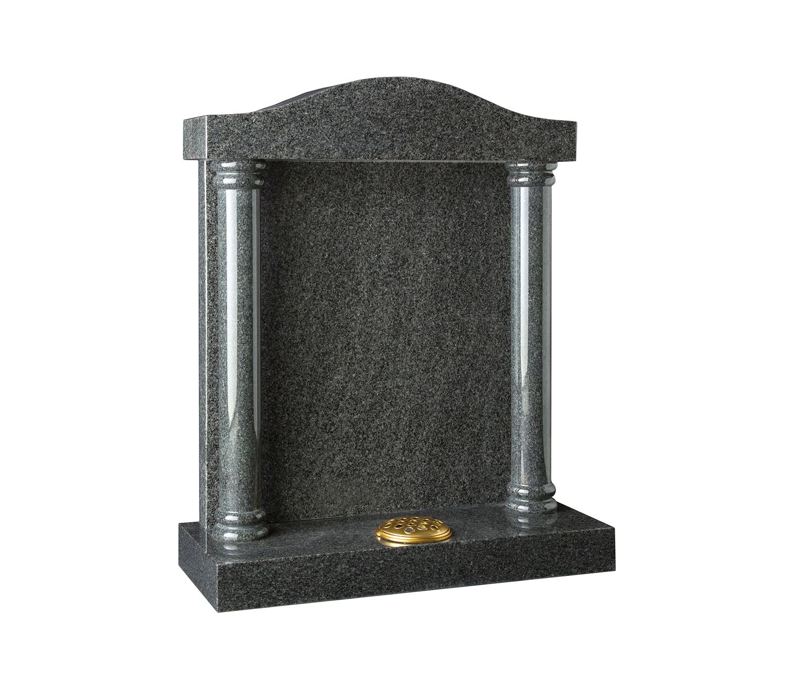 Dark Grey Granite Temple Style Memorial Headstone