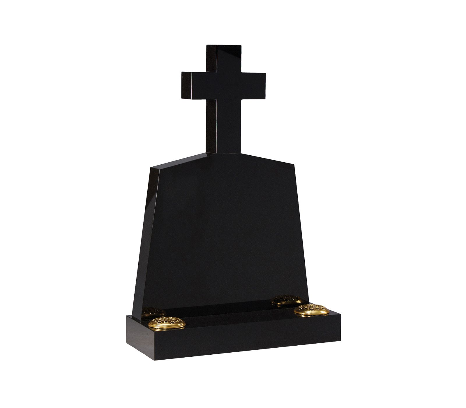 Black Granite Latin Cross Memorial Headstone