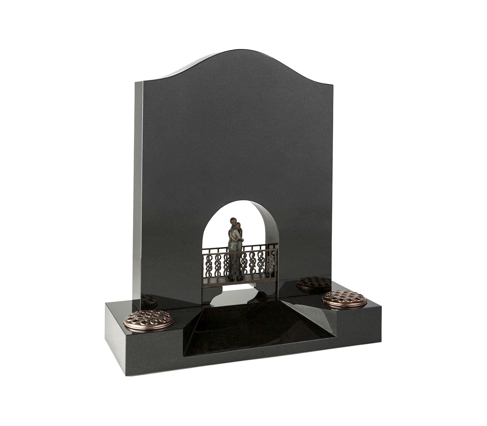Black Granite Pierced Venetian Arch Memorial Headstone
