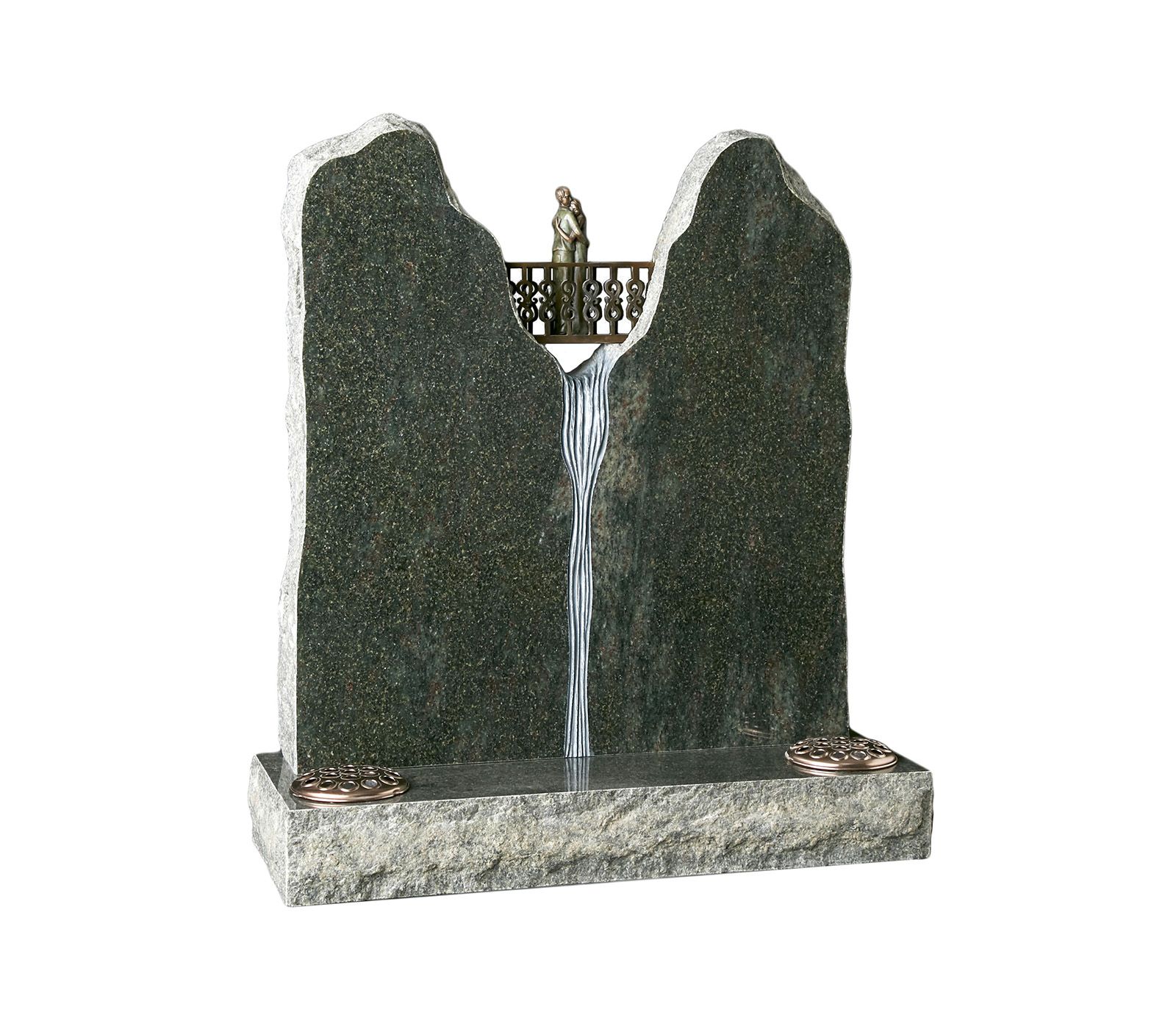 Tropical Green Granite Crossing Waterfall Memorial Headstone