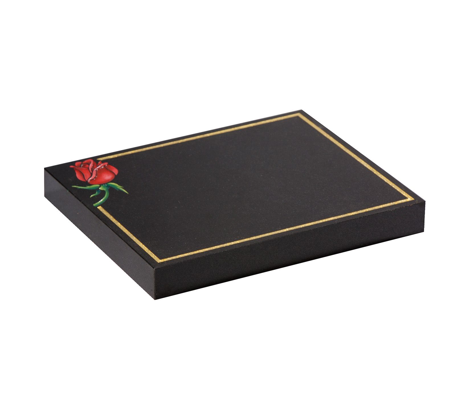 Black Rose Scroll Granite Cremation Tablet
