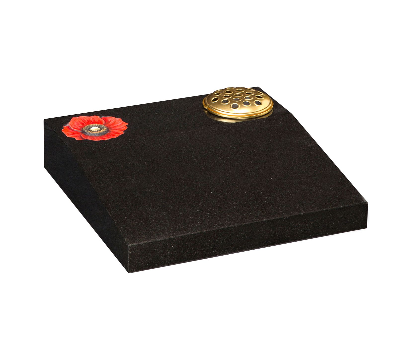 Black Poppy Band Granite Cremation Desk Tablet