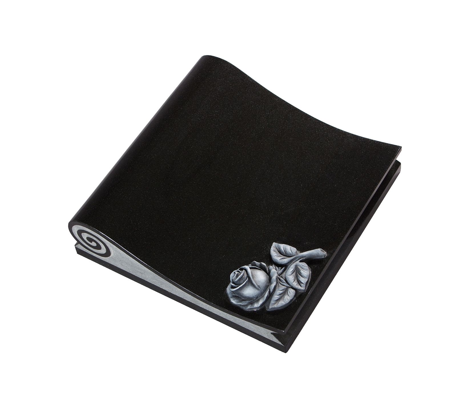 Black Rose Scroll Granite Cremation Tablet