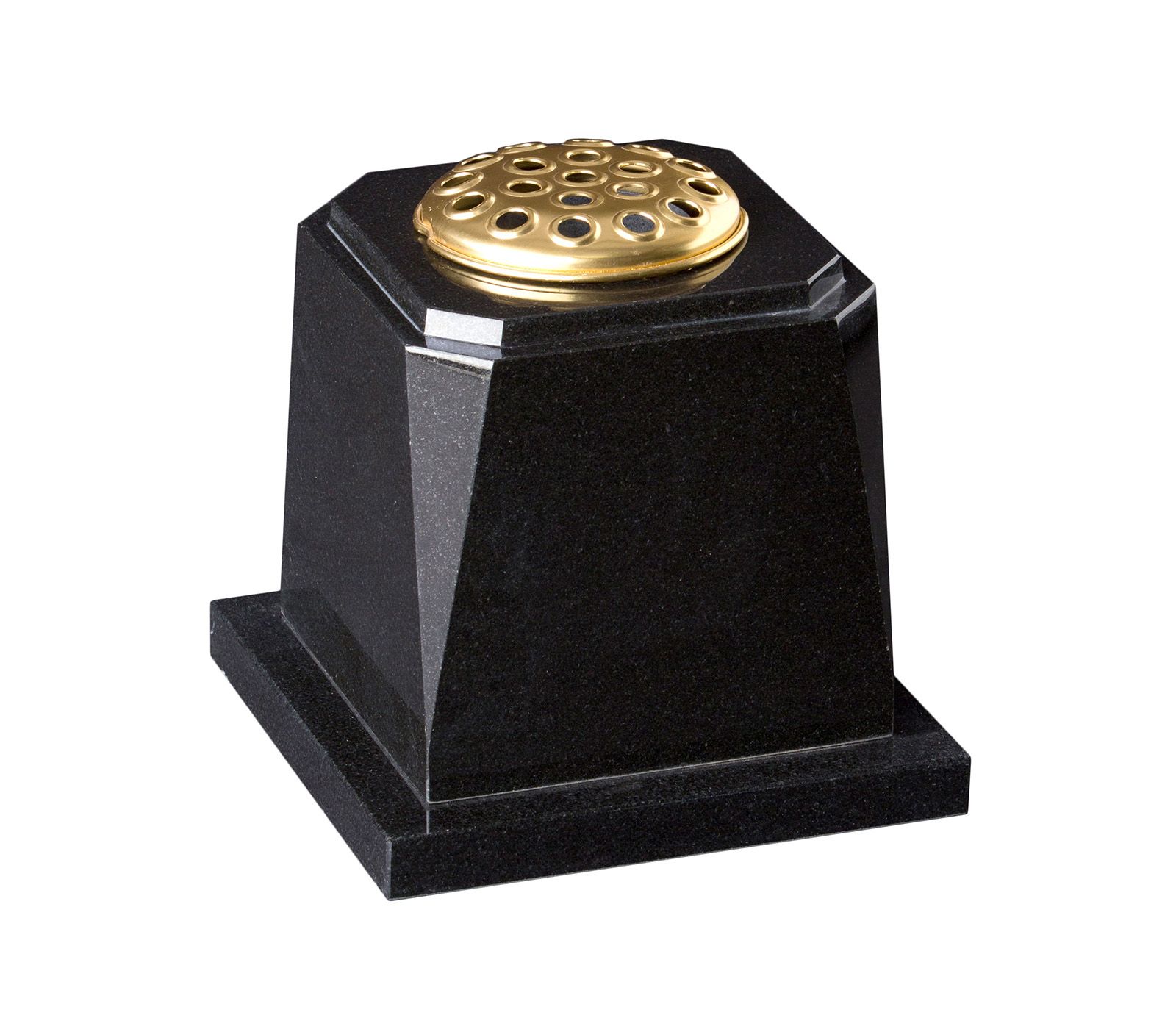 Black Check Top Granite Cremation Vase