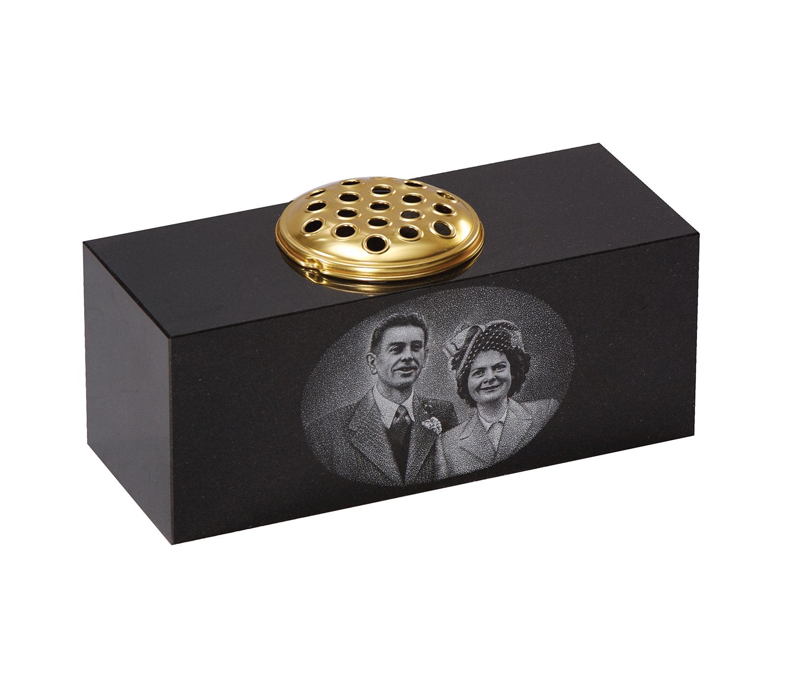 Black Portrait Granite Cremation Vase