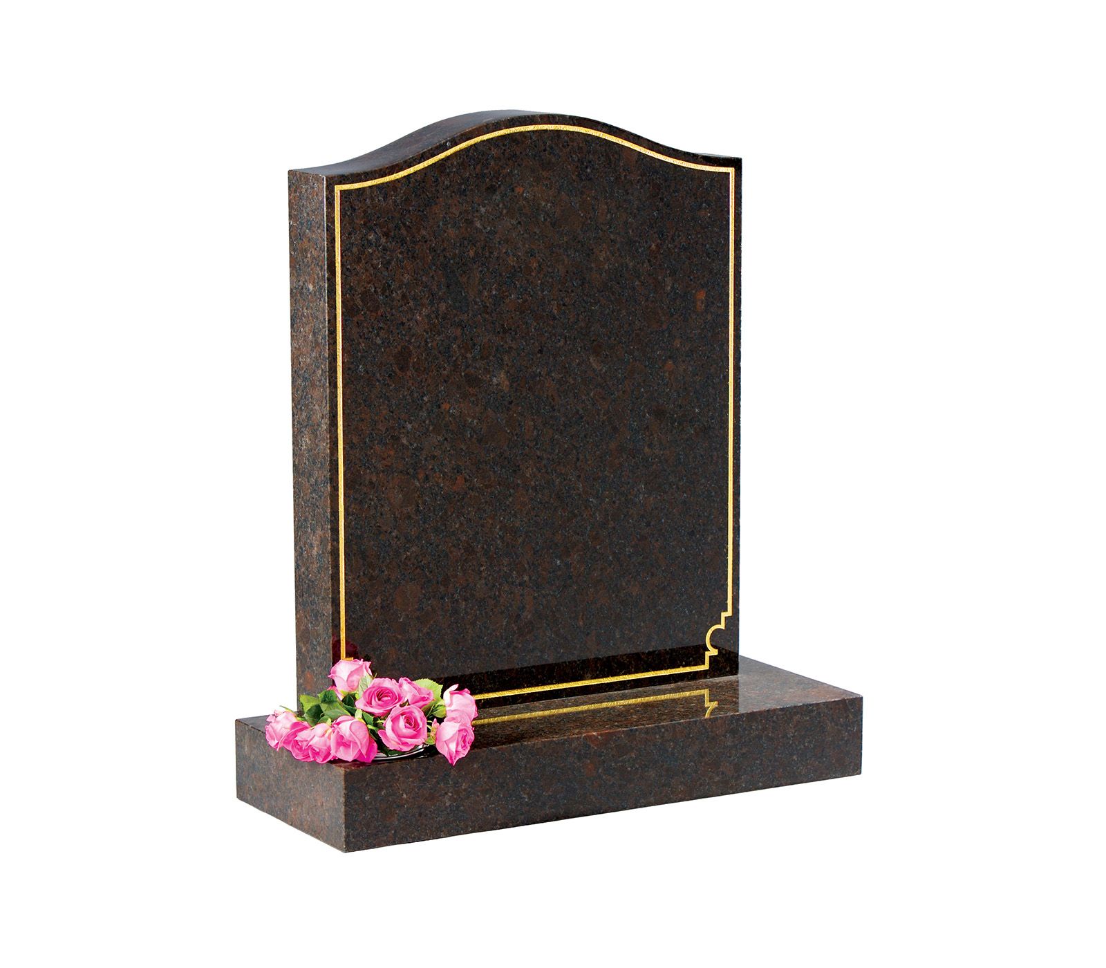 Coffee Pearl Gilded Pin Line Granite Memorial Headstone
