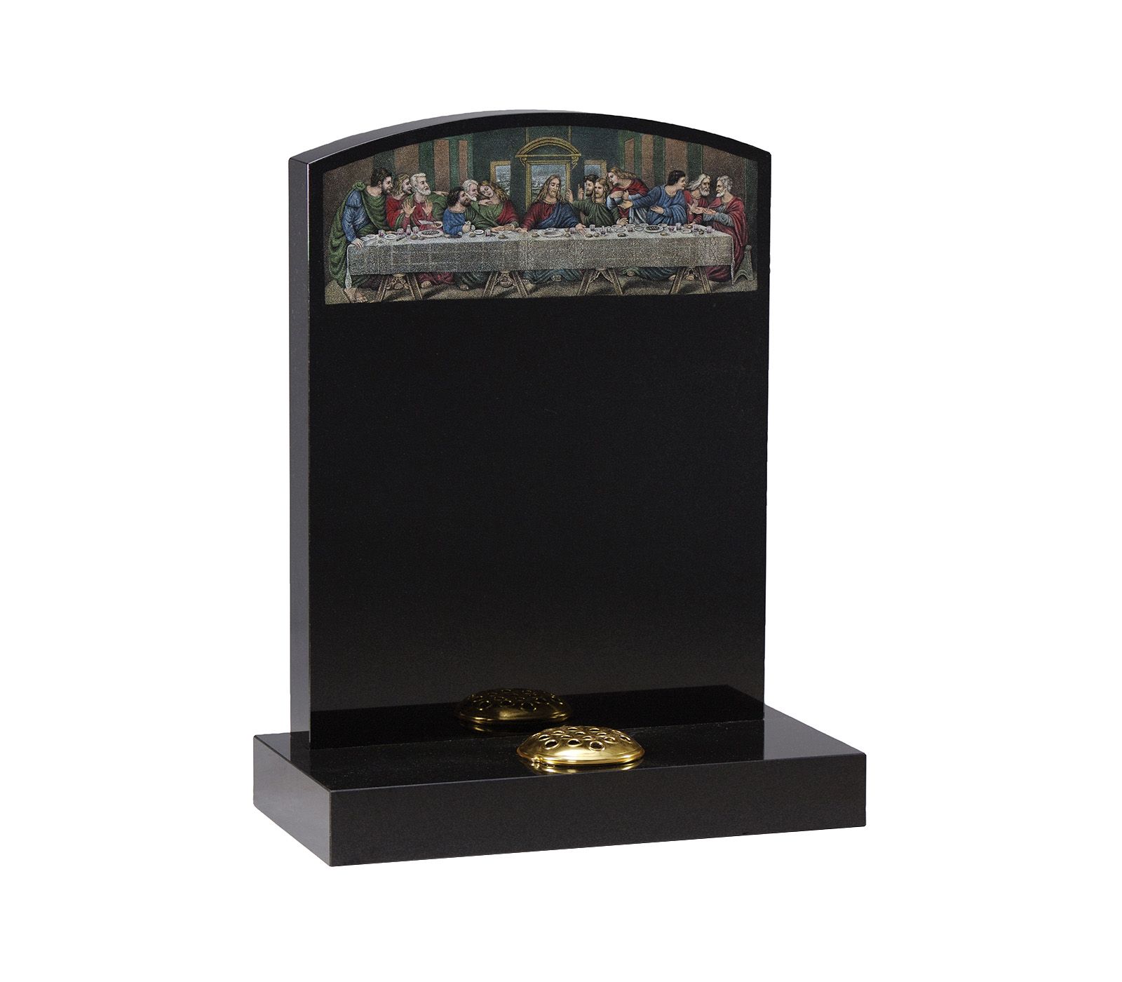 Black Last Supper Scene Granite Memorial Headstone