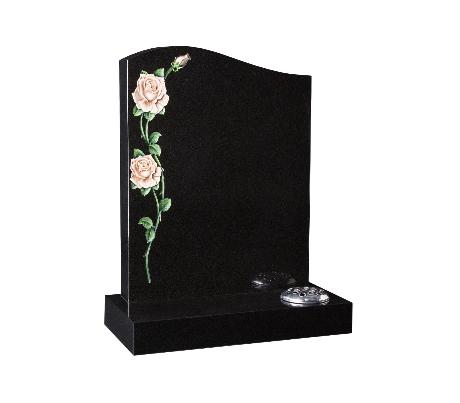 Black Half Ogee CNC Carved Rose Granite Memorial Headstone