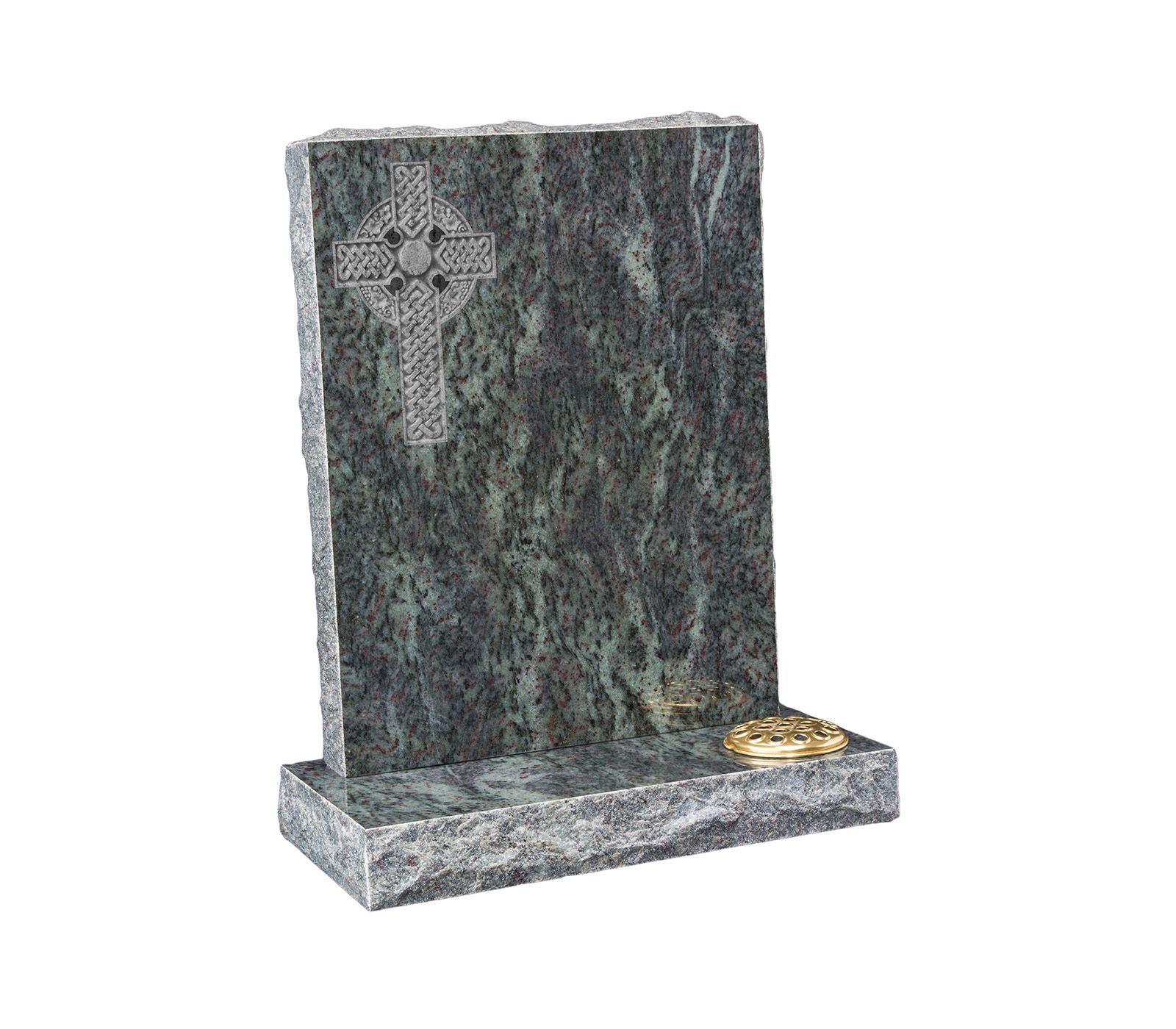 Tropical Green Rustic Celtic Cross Granite Memorial Headstone