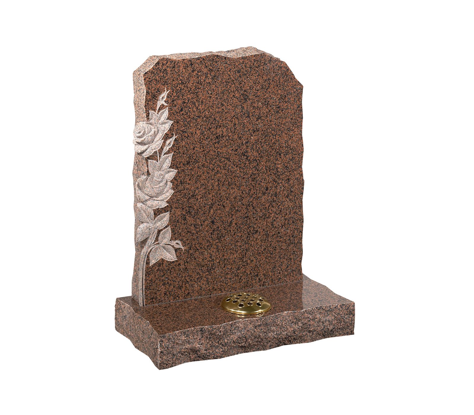 Balmoral Red Rustic Carved Roses Granite Memorial Headstone