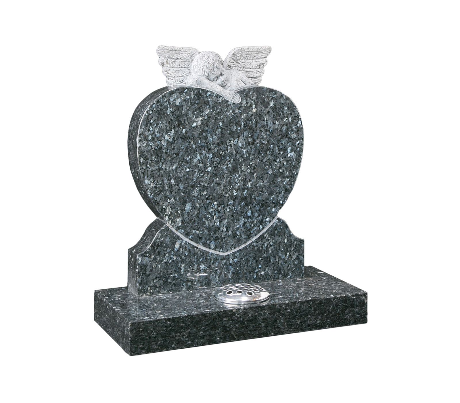 Blue Pearl Granite Angel Heart Children’s Memorial Headstone