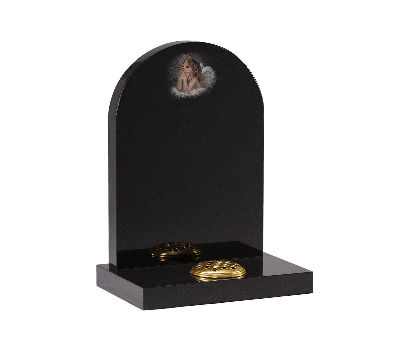 Black Granite Cherub Children’s Memorial Headstone
