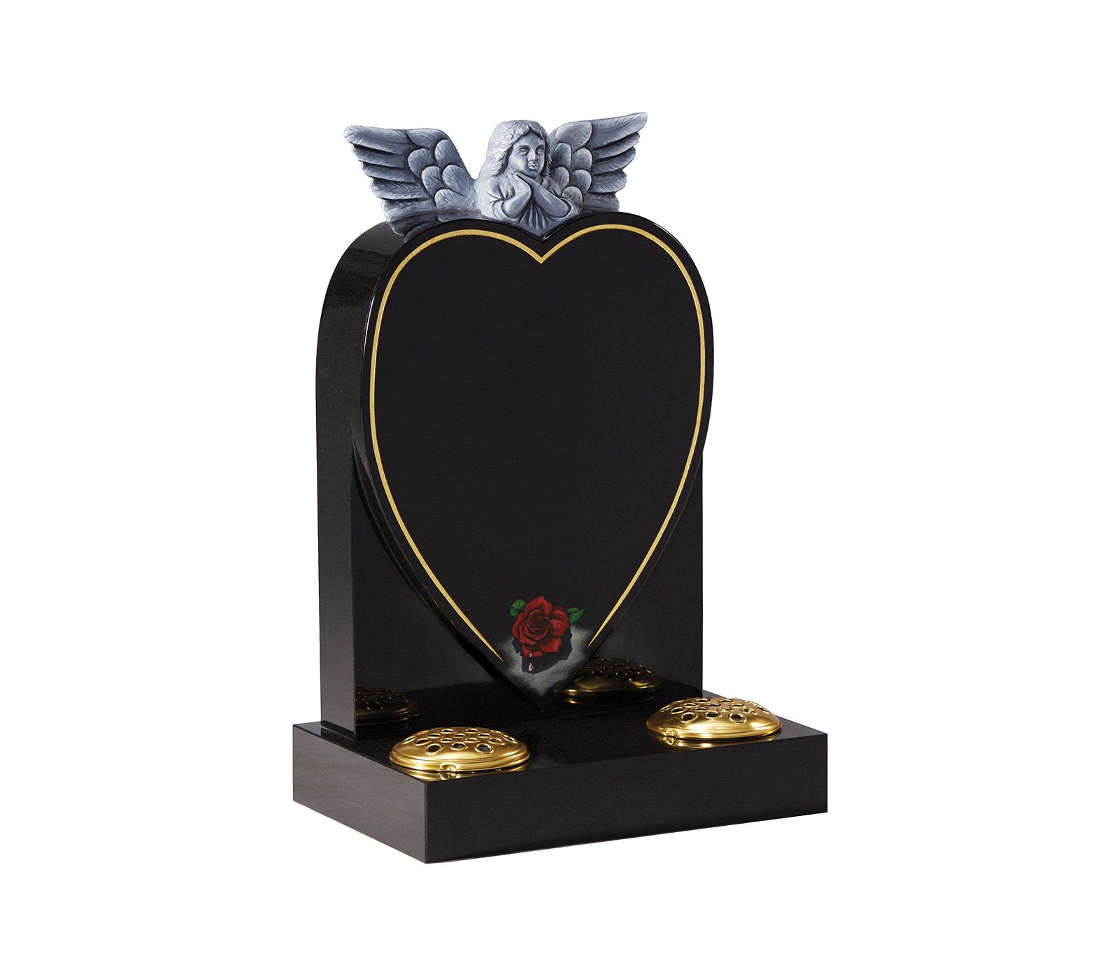 Black Granite Angel Heart Children’s Memorial Headstone