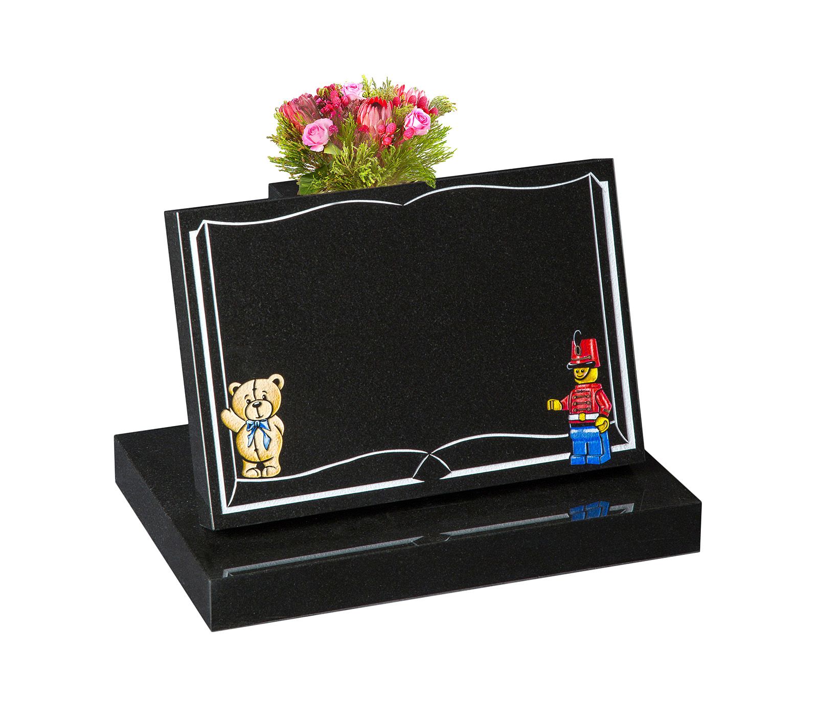 Black Granite Painted Image Children’s Memorial Headstone