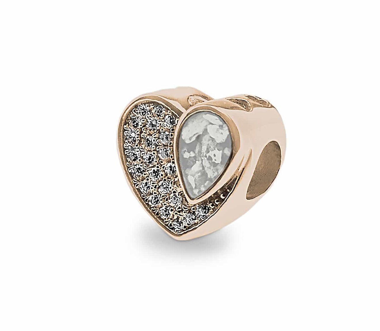 White & Rose Gold Beloved Charm Bead