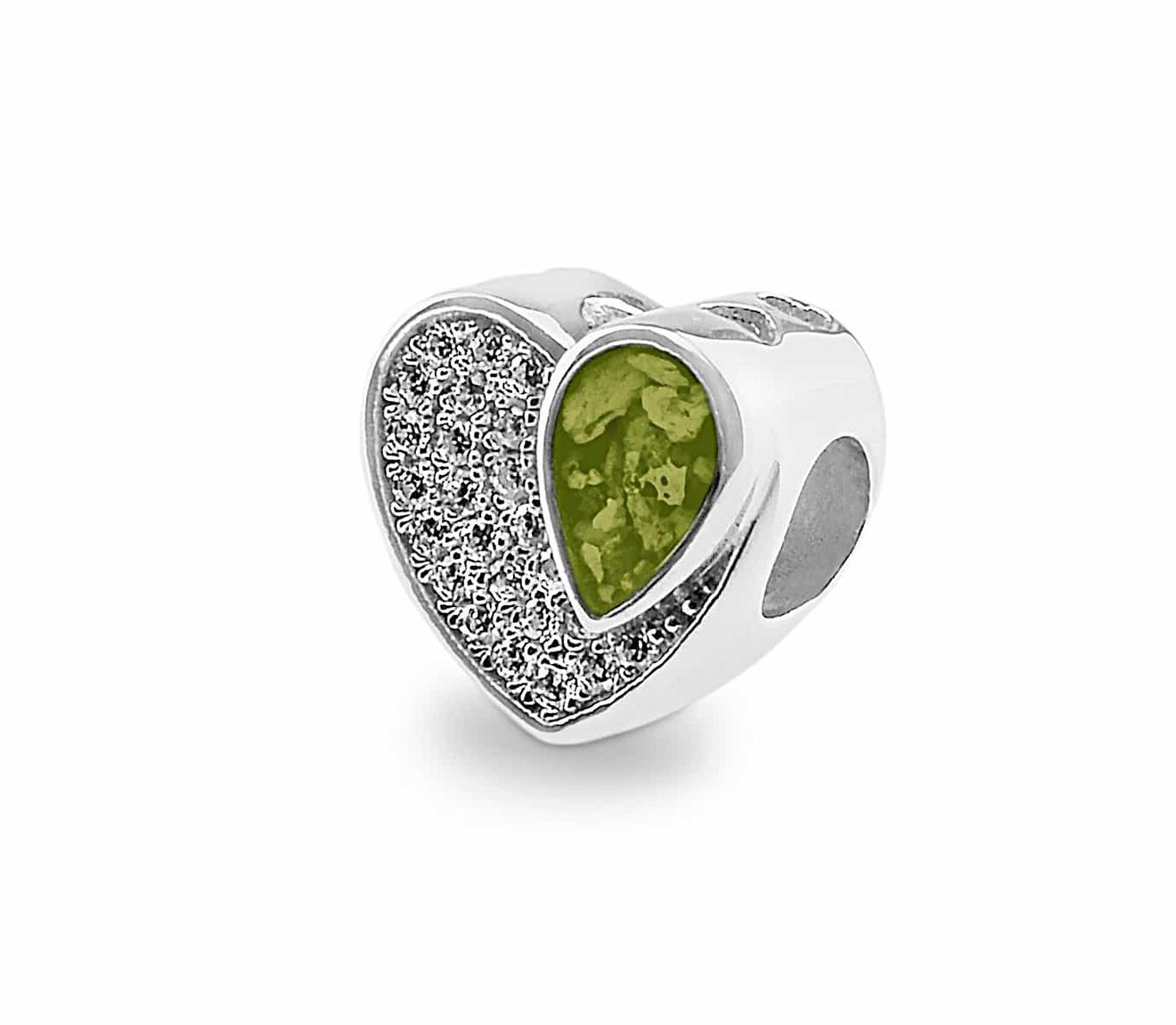 Green & Silver Beloved Charm Bead