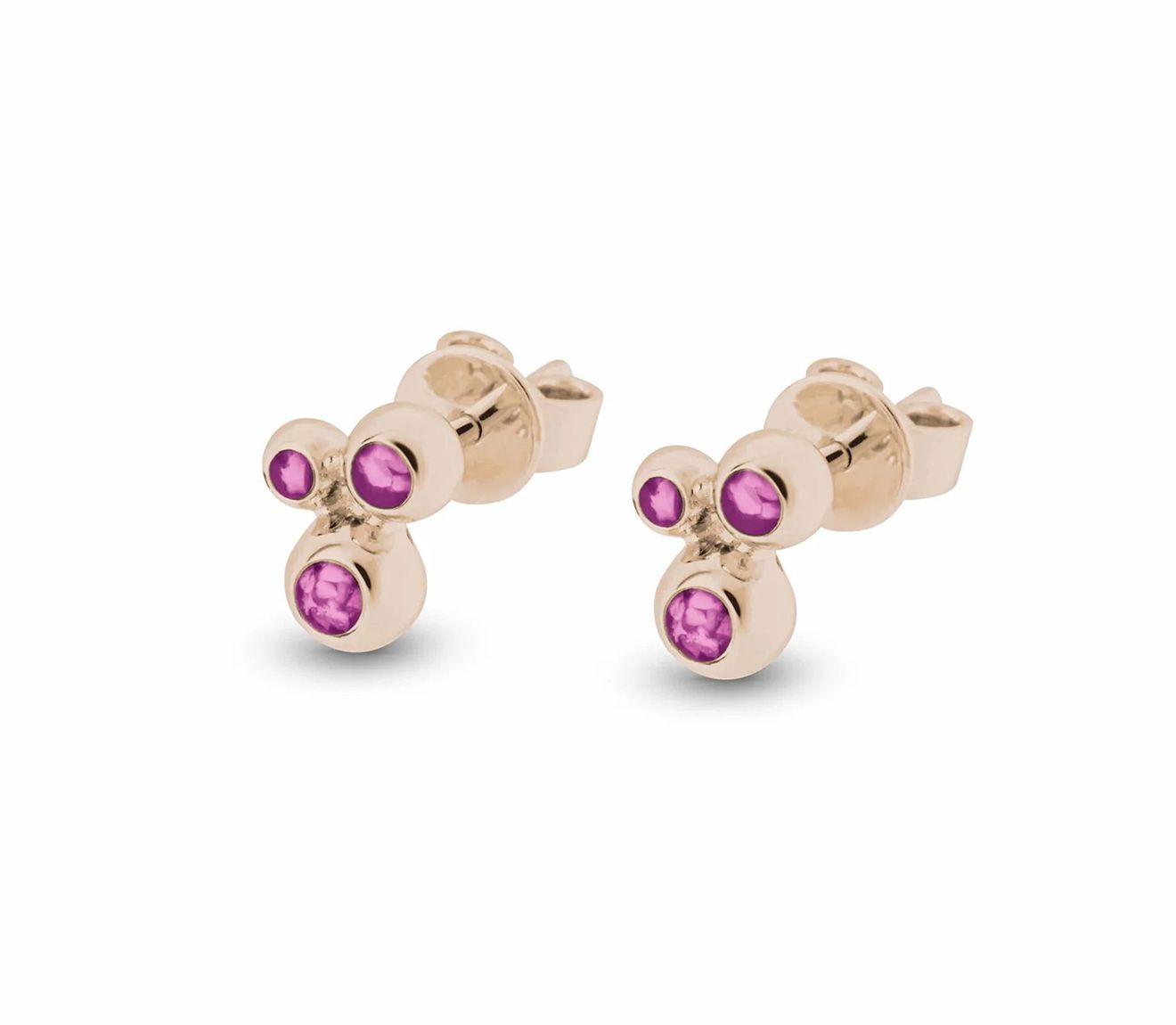 Pink & Rose Gold Triple Earrings