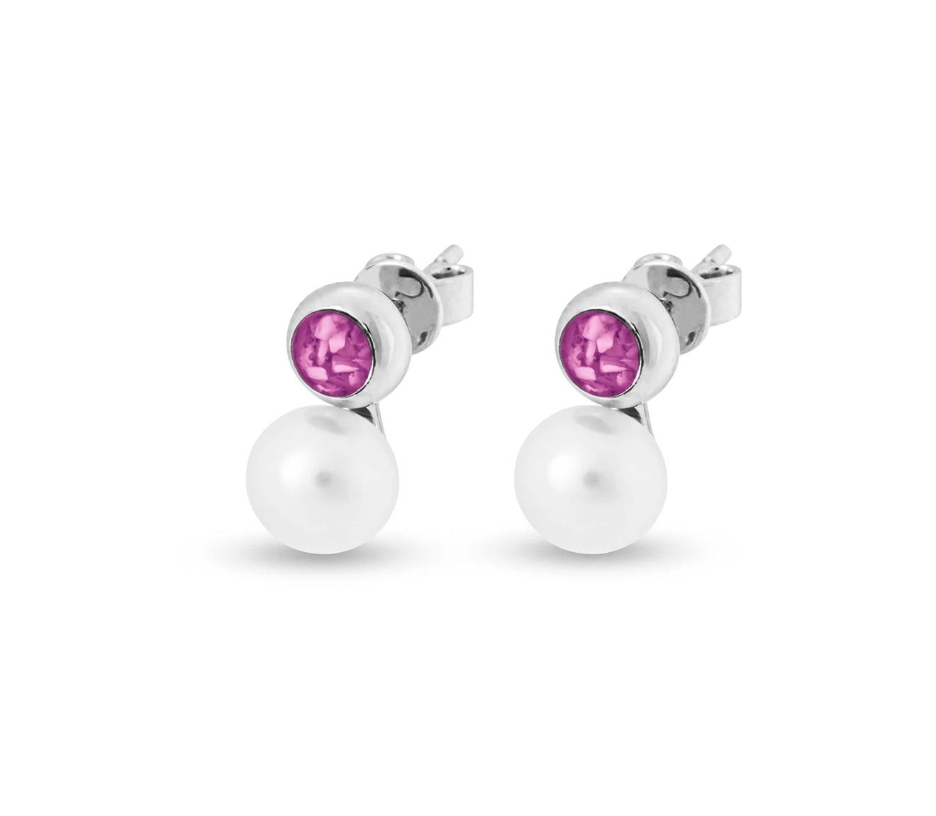 Pink & Silver Pearl Earrings