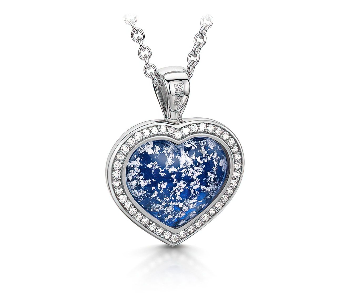 Blue & Silver Halo Heart Pendant