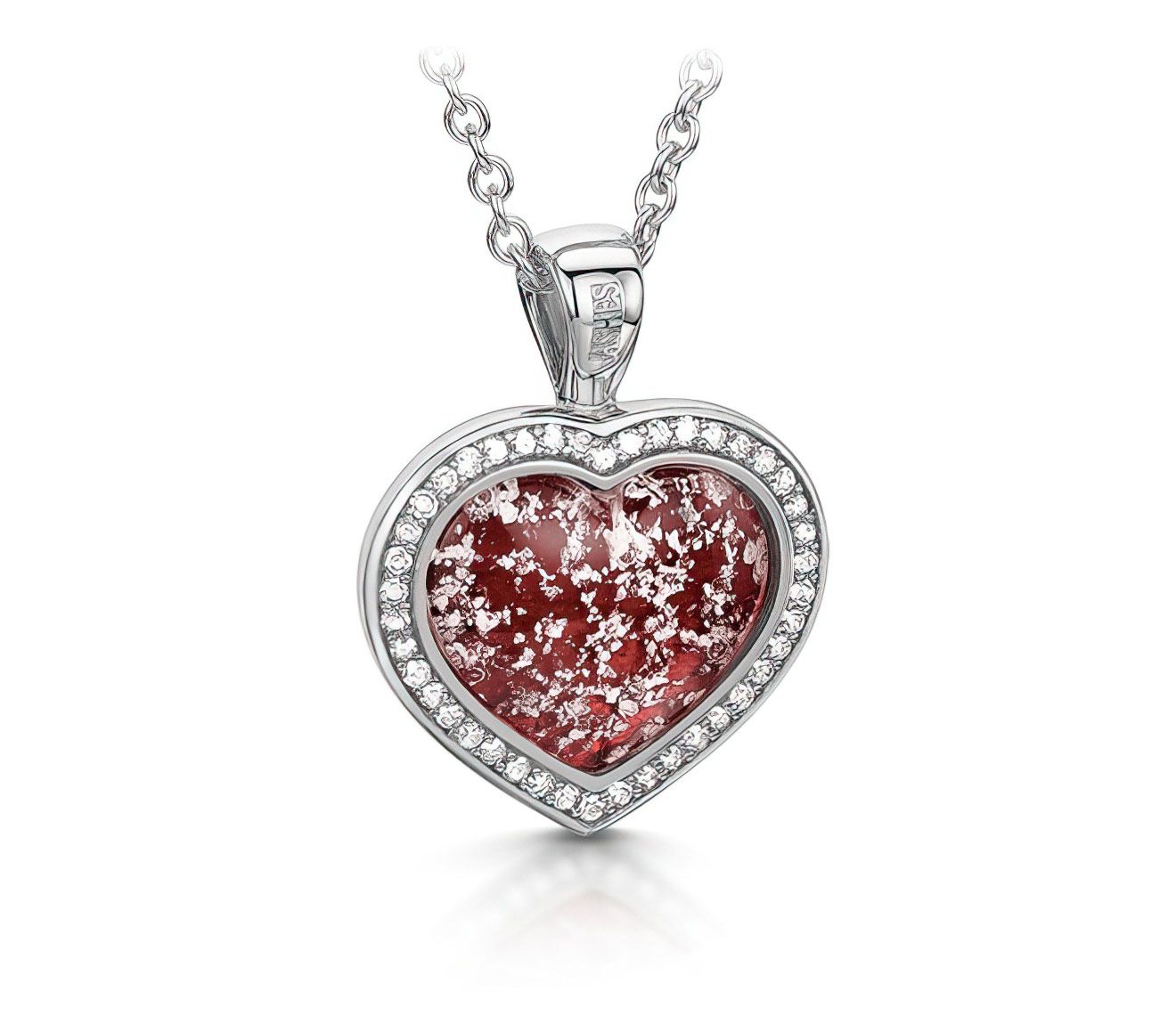 Ruby & Silver Halo Heart Pendant