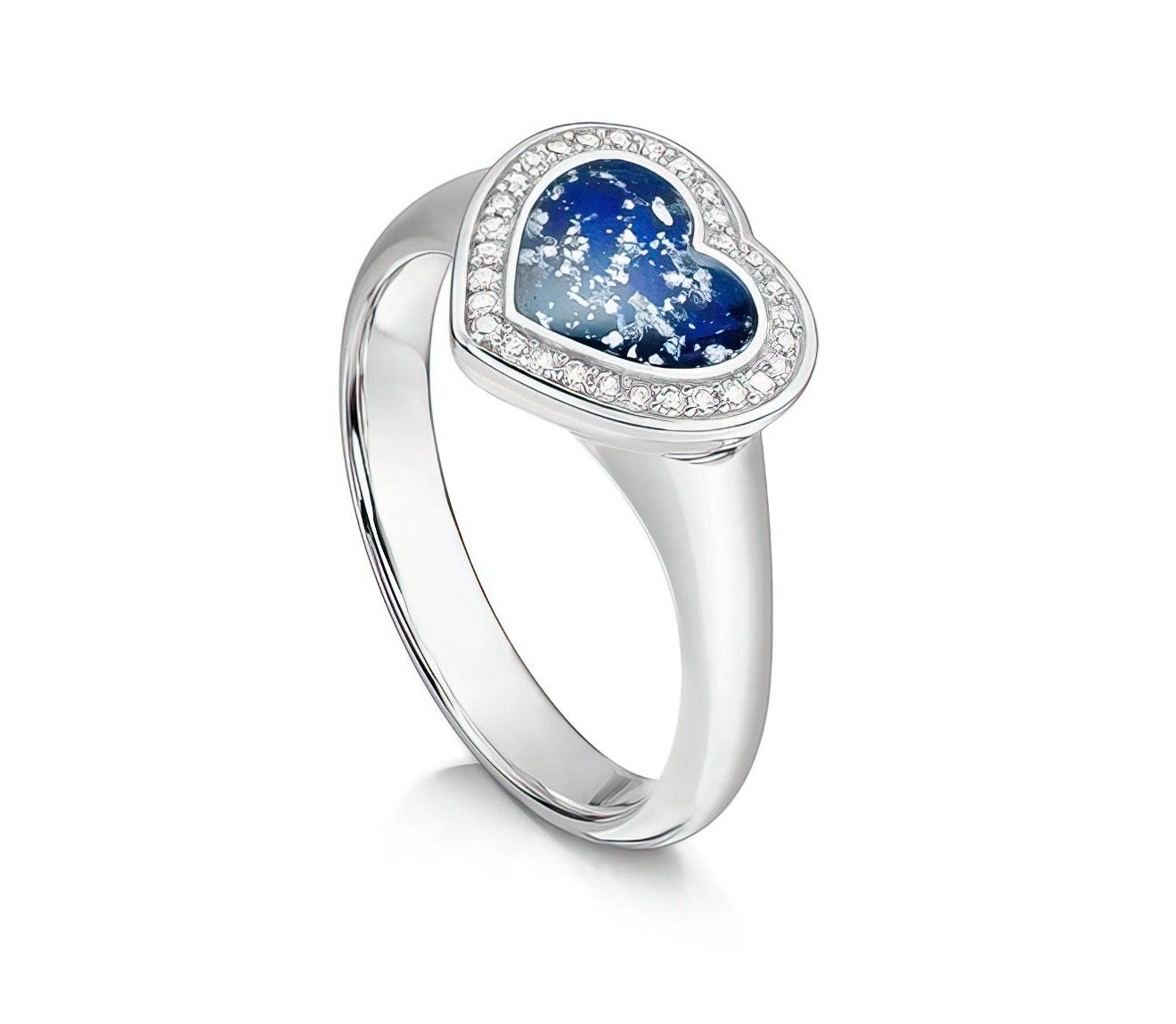 Blue & Silver Halo Heart Ring
