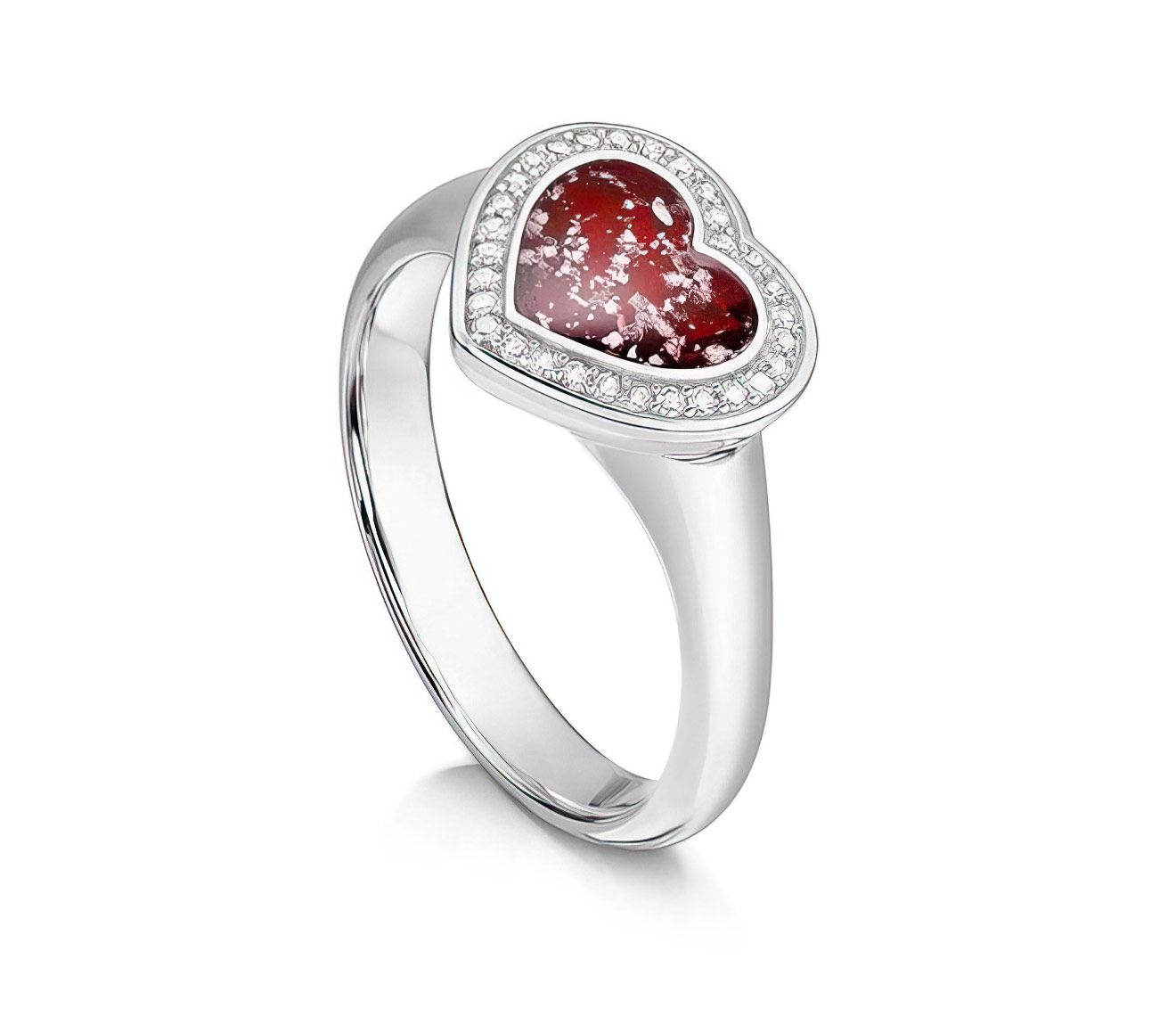 Ruby & Silver Halo Heart Ring
