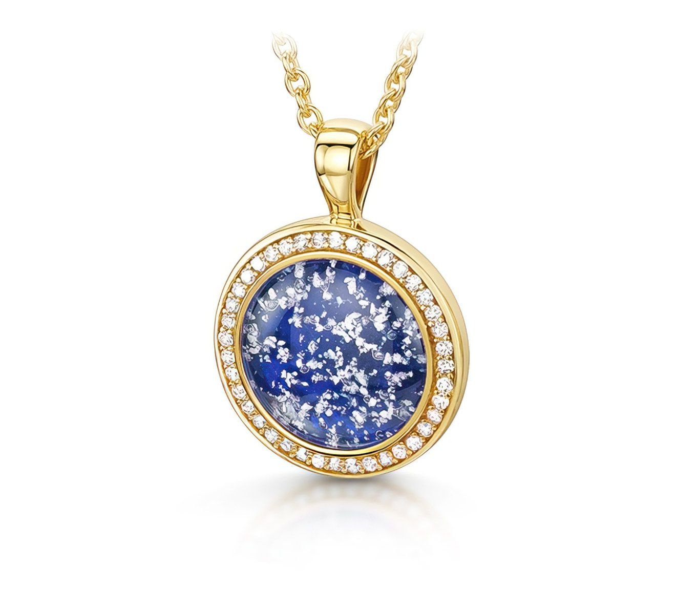 Blue & Gold Halo Round Pendant