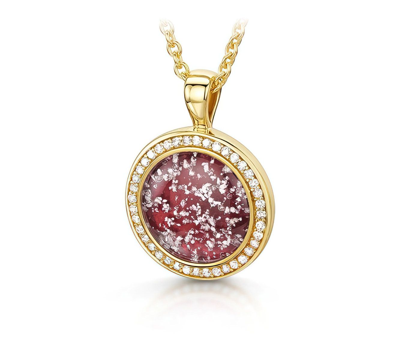 Ruby & Gold Halo Round Pendant