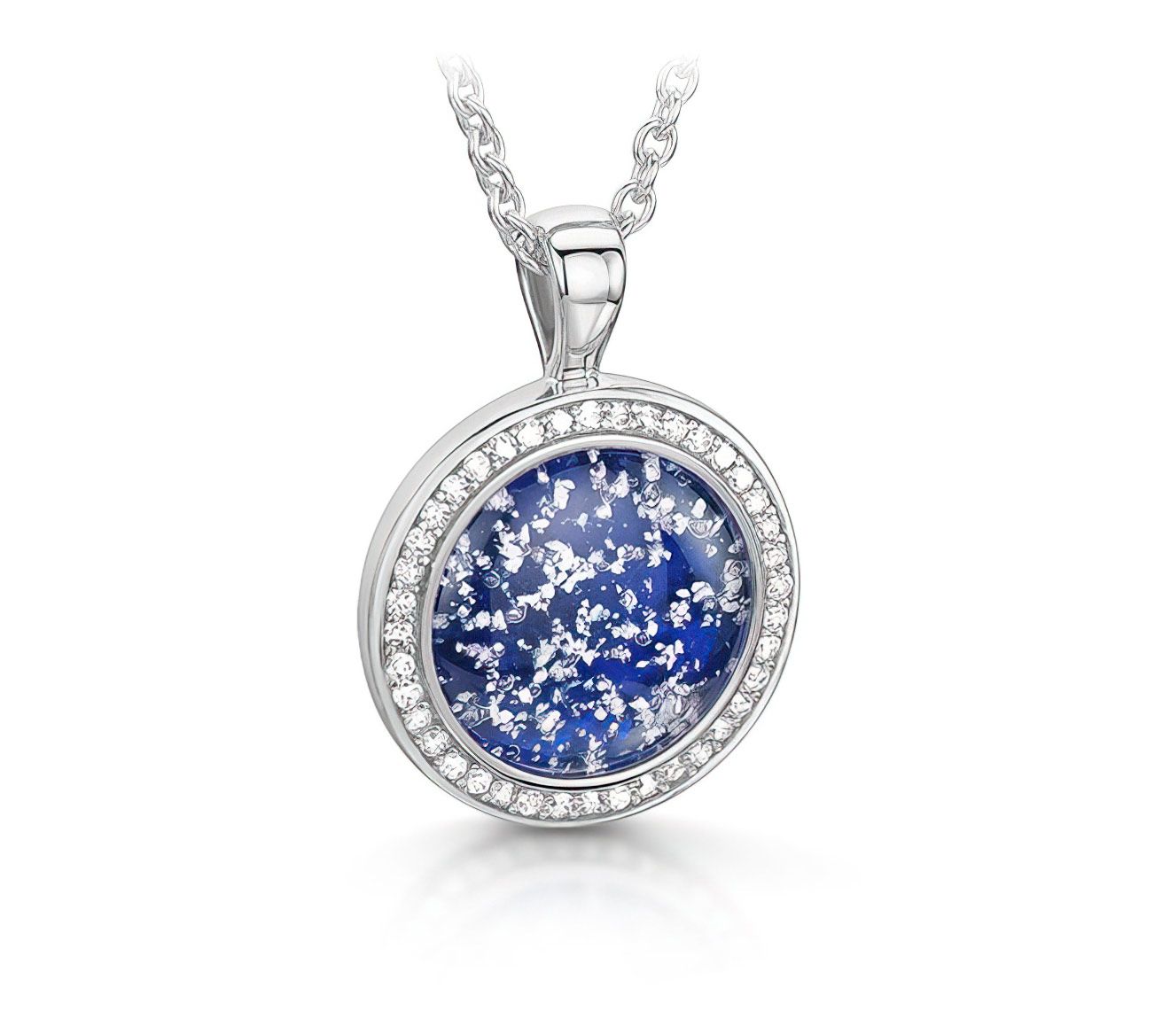 Blue & Silver Halo Round Pendant