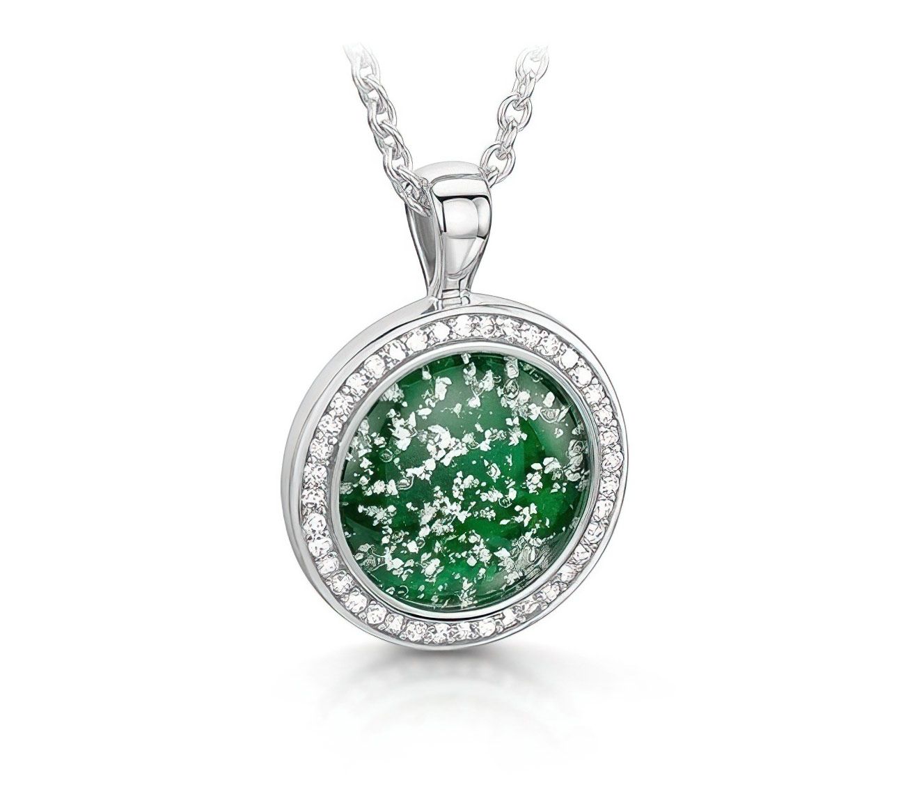 Green & Silver Halo Round Pendant