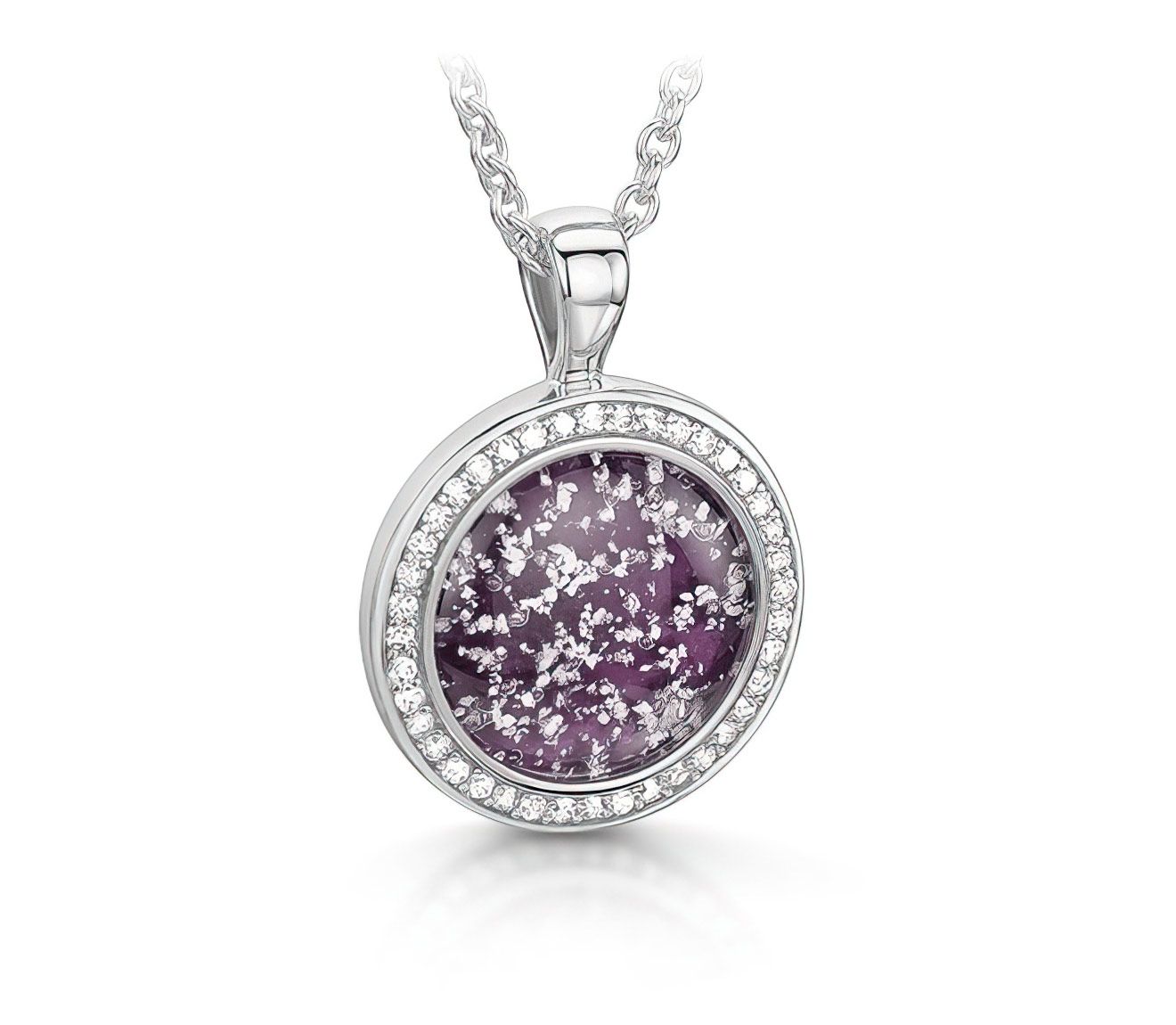 Purple & Silver Halo Round Pendant