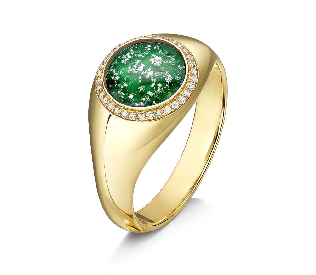 Green & Gold Halo Signet Ring